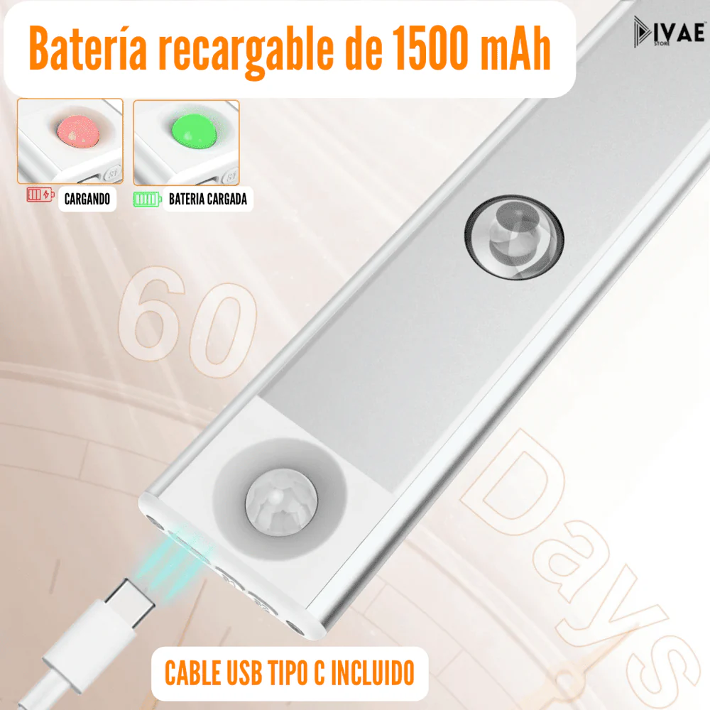 LED Recargable con Sensor de Movimiento y Efecto Montaña - 60cm